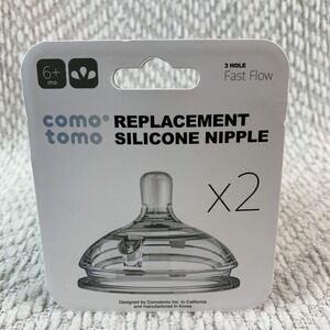 Como Tomo Silicone Replacement Baby Bottle Nipples Fast Flow 6+ Months 2 Pack‎